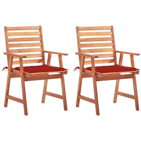 Chaises à manger d'extérieur lot de 2 et coussins-Chaise de jardin Acacia massif 817950 (1/5)