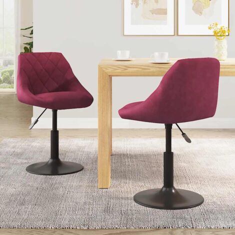 Chaises pivotantes à manger lot de 2-Chaises de Salle à Manger-Chaise de cuisine bordeaux velours 817233 (1/5)