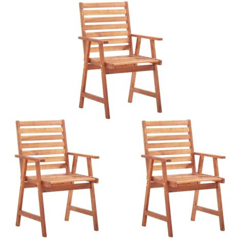 Chaises à manger d'extérieur lot de 3-Chaise de jardin Acacia massif 339139 (1/5)