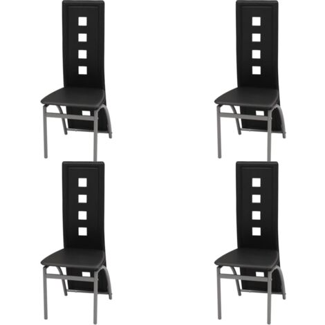 Chaises à manger lot de 4-Chaises de Salle à Manger-Chaise de cuisine noir similicuir 102061 (1/5)