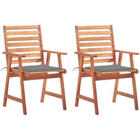 Chaises à manger d'extérieur lot de 2 et coussins-Chaise de jardin Acacia massif 986141 (1/5)