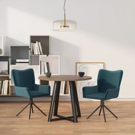Chaises pivotantes à manger lot de 2-Chaises de Salle à Manger-Chaise de cuisine Bleu Velours 107929 (1/5)