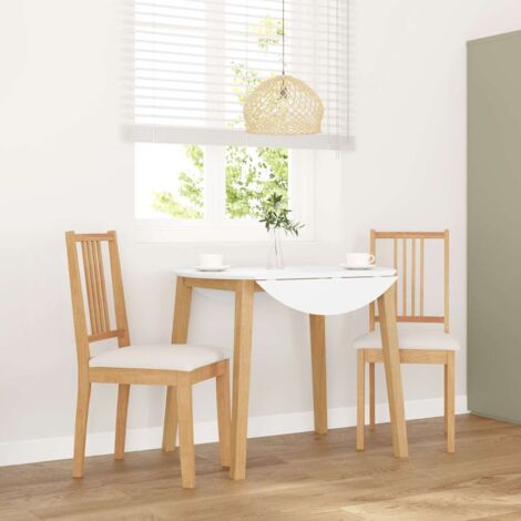 Chaises à manger coussins 2 pcs-Chaises de Salle à Manger-Chaise de cuisine naturel bois massif caoutchouc 481050 (1/5)