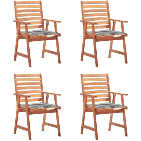 Chaises à manger d'extérieur lot de 4 et coussins-Chaise de jardin Acacia massif 430572 (1/5)