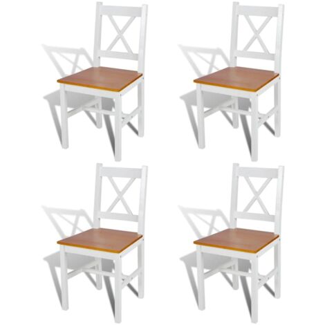 Chaises à manger lot de 4-Chaises de Salle à Manger-Chaise de cuisine blanc bois de pin 254326 (1/5)