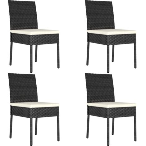 Chaises à manger de jardin lot de 4-Chaise d'extérieur Résine tressée Noir 829742 (1/5)