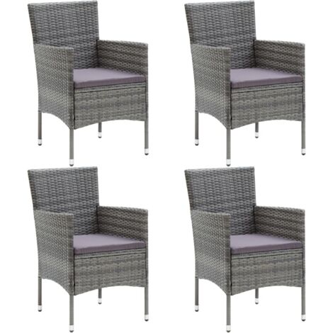 Chaises à manger de jardin lot de 4-Chaise d'extérieur Résine tressée Gris 507102 (1/5)