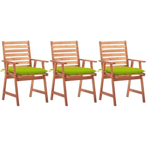 Chaises à manger d'extérieur lot de 3 et coussins-Chaise de jardin Acacia massif 301225 (1/5)