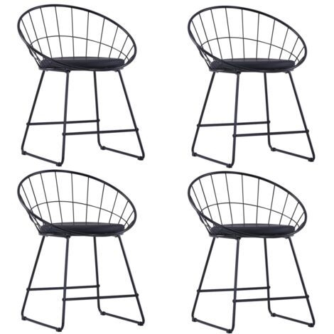 Chaises à manger similicuir lot de 4-Chaises de Salle à Manger-Chaise de cuisine noir acier 781201 (1/5)