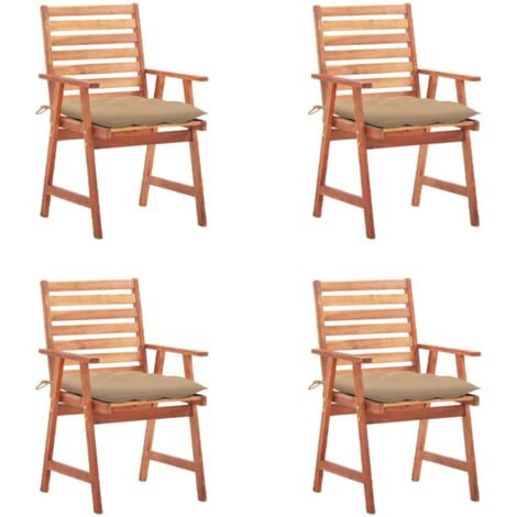 Chaises à manger d'extérieur lot de 4 et coussins-Chaise de jardin Acacia massif 320838 (1/5)