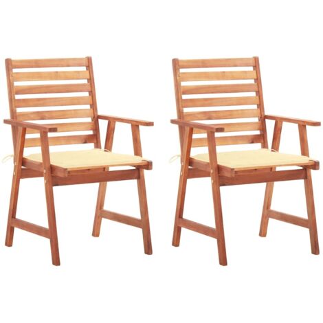 Chaises à manger d'extérieur lot de 2 et coussins-Chaise de jardin Acacia massif 537462 (1/5)