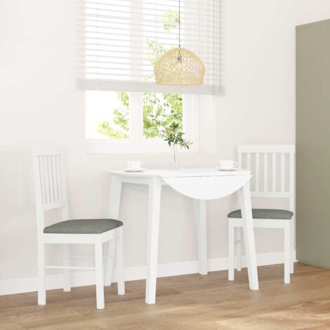 Chaises à manger coussins 2 pcs-Chaises de Salle à Manger-Chaise de cuisine blanc bois massif caoutchouc 736573 (1/5)
