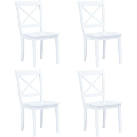 Chaises à manger lot de 4-Chaises de Salle à Manger-Chaise de cuisine blanc bois d'hévéa massif 635535 (1/5)