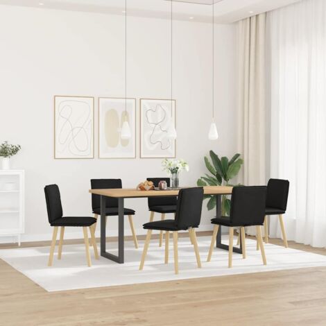 Chaises à manger lot de 6-Chaises de Salle à Manger-Chaise de cuisine noir tissu 216744 (1/5)