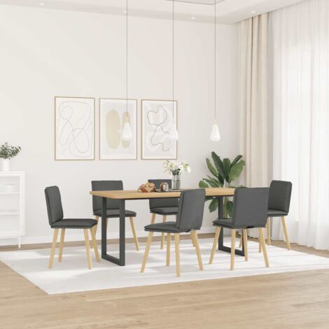 Chaises à manger lot de 6-Chaises de Salle à Manger-Chaise de cuisine gris foncé tissu 738006 (1/5)