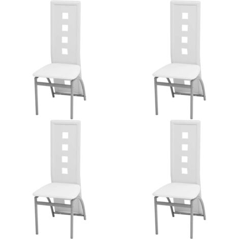 Chaises à manger lot de 4-Chaises de Salle à Manger-Chaise de cuisine blanc similicuir 707445 (1/4)