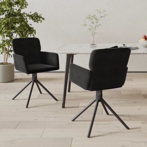 Chaises pivotantes à manger lot de 2-Chaises de Salle à Manger-Chaise de cuisine Noir Velours 897545 (1/5)