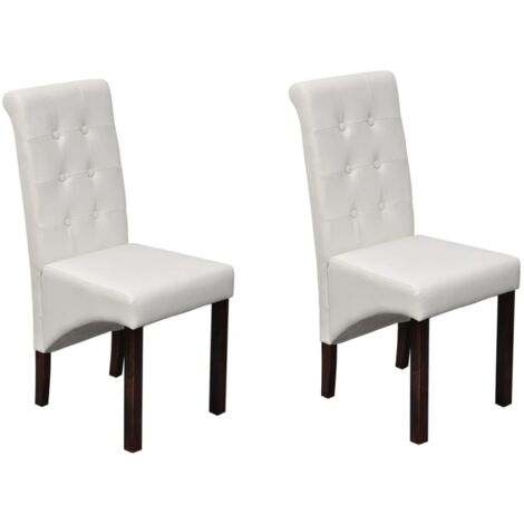 Chaises à manger lot de 2-Chaises de Salle à Manger-Chaise de cuisine blanc similicuir 309745 (1/5)