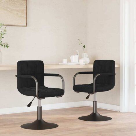 Chaises pivotantes à manger lot de 2-Chaises de Salle à Manger-Chaise de cuisine noir velours 569803 (1/5)