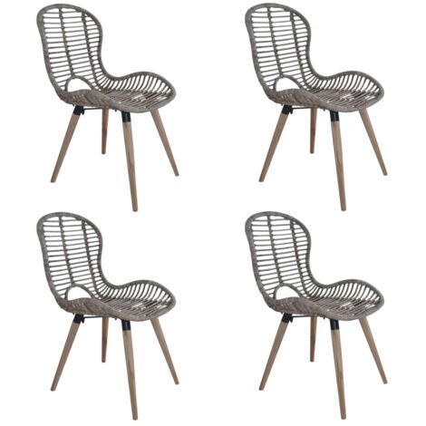 Chaises à manger lot de 4-Chaises de Salle à Manger-Chaise de cuisine marron rotin naturel 226139 (1/5)