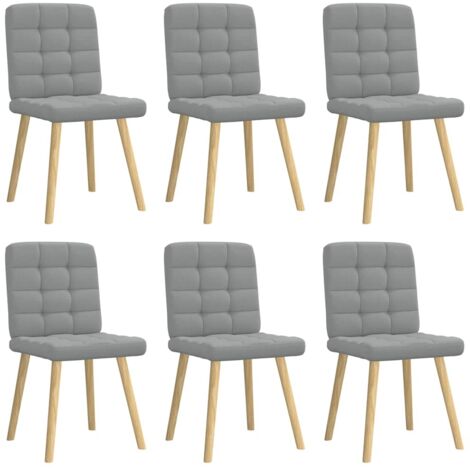 Chaises à manger lot de 6-Chaises de Salle à Manger-Chaise de cuisine gris clair tissu 540088 (1/5)