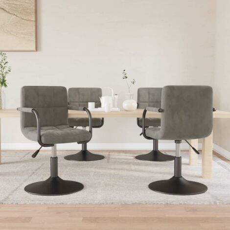 Chaises pivotantes à manger lot de 4-Chaises de Salle à Manger-Chaise de cuisine gris clair velours 577351 (1/5)