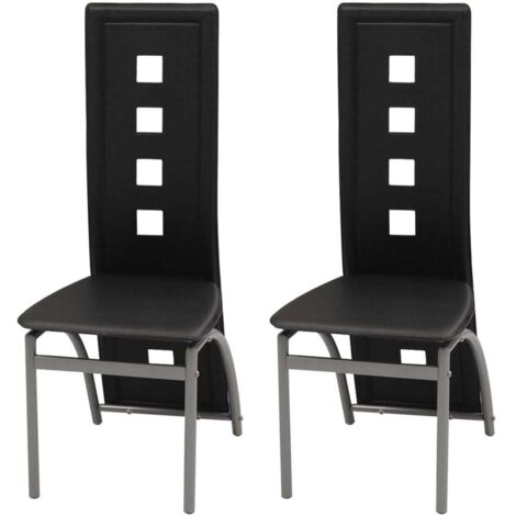 Chaises à manger lot de 2-Chaises de Salle à Manger-Chaise de cuisine noir similicuir 959270 (1/5)