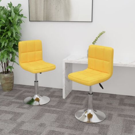 Chaises pivotantes à manger lot de 2-Chaises de Salle à Manger-Chaise de cuisine jaune tissu 637090 (1/5)