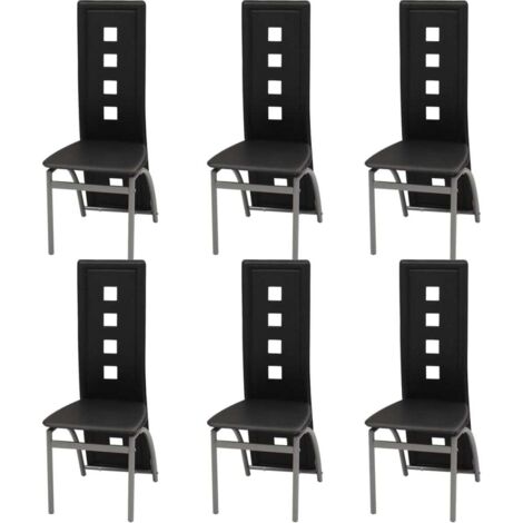 Chaises à manger lot de 6-Chaises de Salle à Manger-Chaise de cuisine noir similicuir 468338 (1/5)