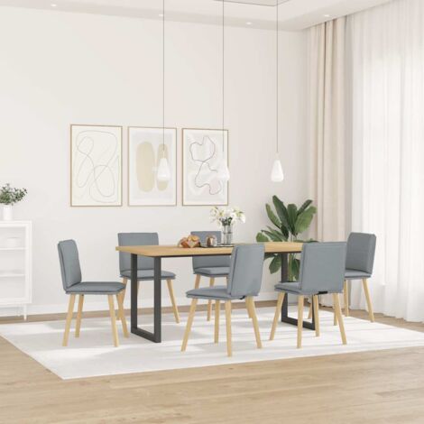 Chaises à manger lot de 6-Chaises de Salle à Manger-Chaise de cuisine gris clair tissu 892684 (1/5)