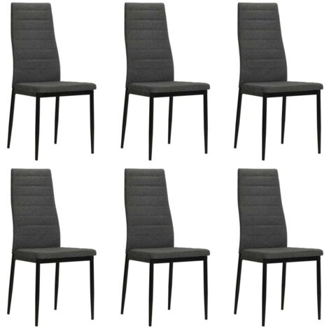Chaises à manger lot de 6-Chaises de Salle à Manger-Chaise de cuisine gris foncé tissu 271569 (1/5)