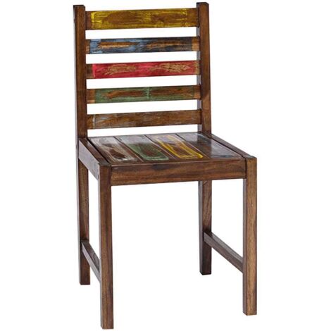 Chaises à manger lot de 2-Chaises de Salle à Manger-Chaise de cuisine bois de récupération solide 586467 (1/5)