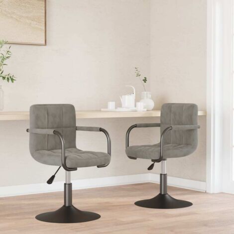 Chaises pivotantes à manger lot de 2-Chaises de Salle à Manger-Chaise de cuisine gris clair velours 979766 (1/5)