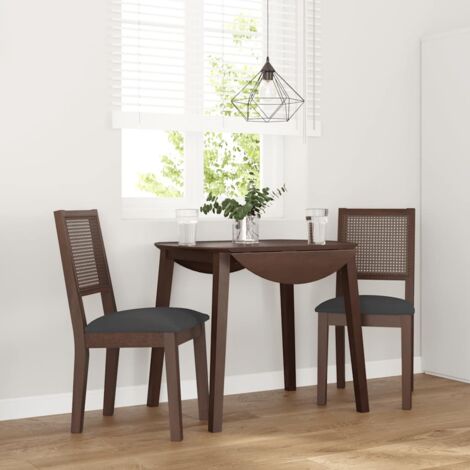 Chaises à manger coussins 2 pcs-Chaises de Salle à Manger-Chaise de cuisine marron bois massif caoutchouc 482330 (1/5)