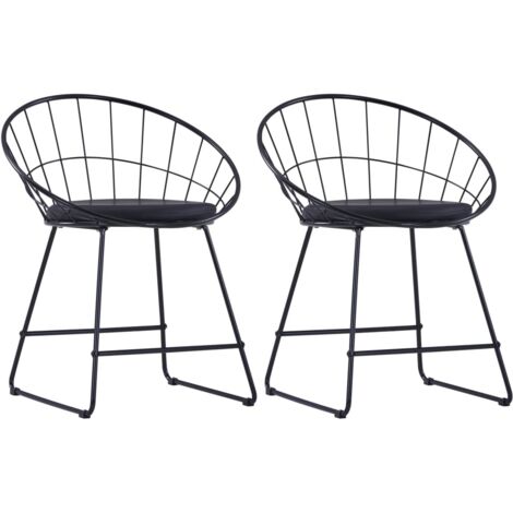 Chaises à manger-Chaises de Salle à Manger-Chaise de cuisine Siège en similicuir lot de 2 noir acier 209420 (1/5)