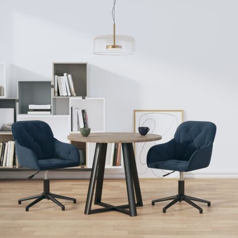 Chaises pivotantes à manger lot de 2-Chaises de Salle à Manger-Chaise de cuisine Bleu Velours 418742 (1/5)