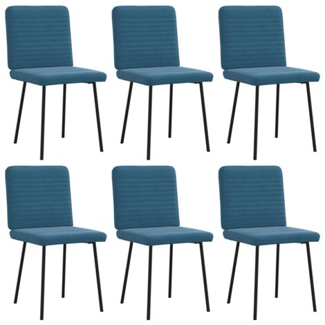 Chaises à manger lot de 6-Chaises de Salle à Manger-Chaise de cuisine bleu velours 386024 (1/5)