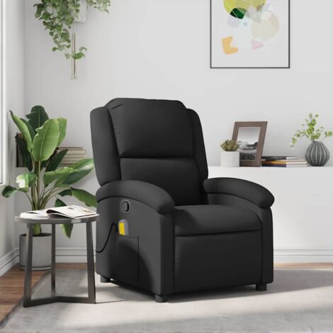 Fauteuil de massage inclinable-Chaise de relaxation-Fauteuil Relax noir cuir véritable 824669 (1/5)