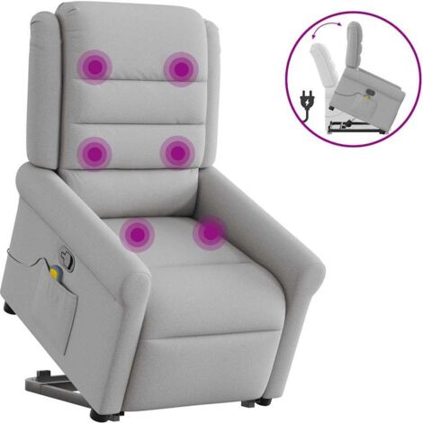 Fauteuil de massage inclinable-Chaise de relaxation-Fauteuil Relax gris nuage tissu 629977 (1/5)