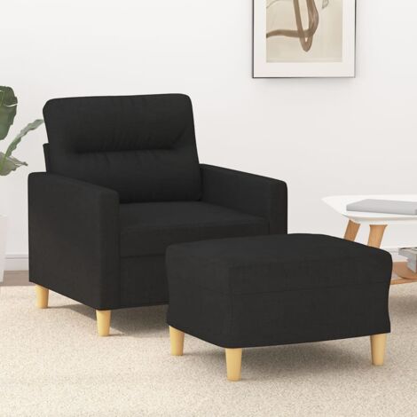 Fauteuil avec repose-pied-Chaise de relaxation-Fauteuil Relax Noir 60 cm Tissu 446564 (1/5)