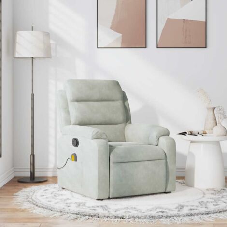 Fauteuil de massage inclinable-Chaise de relaxation-Fauteuil Relax gris clair velours 882234 (1/5)