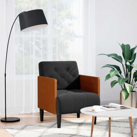 Fauteuil avec accoudoirs-Chaise de relaxation-Fauteuil Relax noir 55 cm velours 233428 (1/5)