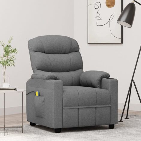 Fauteuil de massage-Chaise de relaxation-Fauteuil Relax Gris clair Tissu 598659 (1/5)