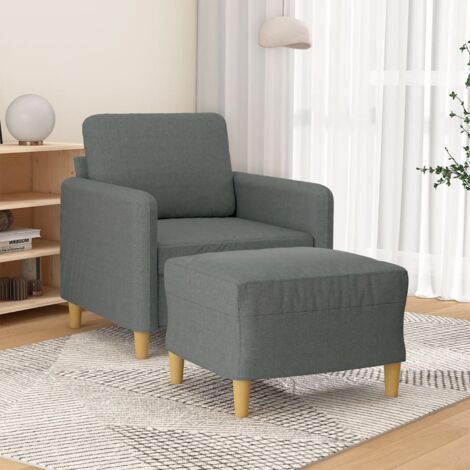 Fauteuil avec repose-pied-Chaise de relaxation-Fauteuil Relax Gris foncé 60 cm Tissu 136498 (1/5)
