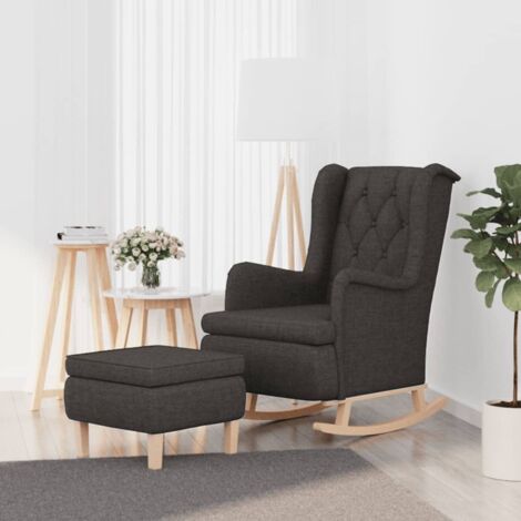 Fauteuil avec pieds à bascule et tabouret-Chaise de relaxation Gris foncé Tissu 587465 (1/5)