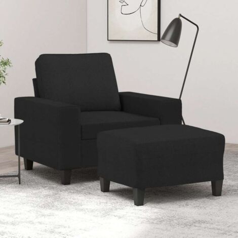 Fauteuil avec repose-pied-Chaise de relaxation-Fauteuil Relax Noir 60 cm Tissu 697188 (1/5)