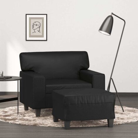 Fauteuil avec repose-pied-Chaise de relaxation-Fauteuil Relax Noir 60 cm Similicuir 904727 (1/5)