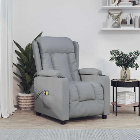 Fauteuil électrique de massage-Chaise de relaxation-Fauteuil Relax Gris clair Tissu 659480 (1/5)