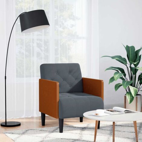 Fauteuil avec accoudoirs-Chaise de relaxation-Fauteuil Relax gris foncé 55 cm velours 826273 (1/5)