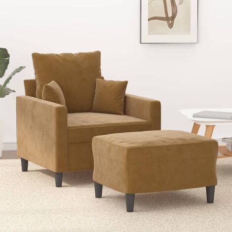 Fauteuil avec repose-pied-Chaise de relaxation-Fauteuil Relax Marron 60 cm Velours 760532 (1/5)